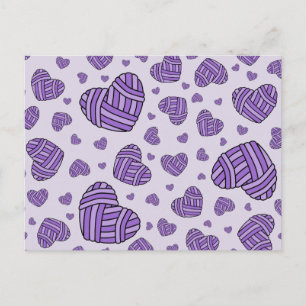 Polka Dot Heart Shaped Balls of Yarn (Lila #2) Postkarte