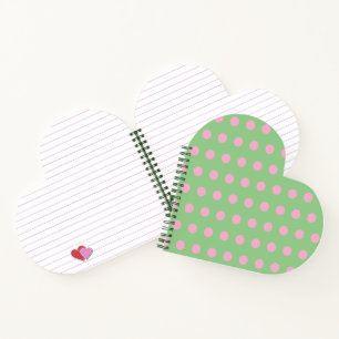 Polka Dot Heart Shaped Notebook (Sage Green) Notizbuch