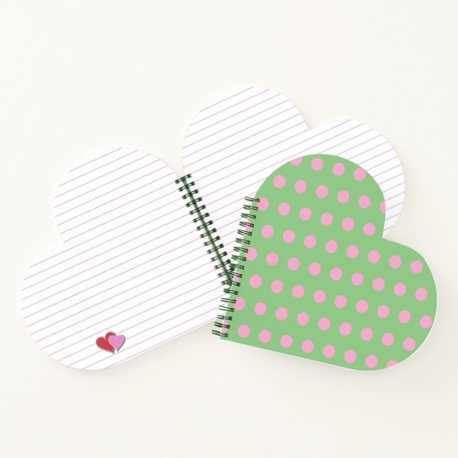 Polka Dot Heart Shaped Notebook (Sage Green) Notizbuch (Innenseite)