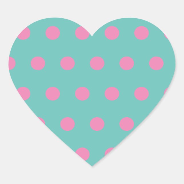 Polka Dot Heart Stickers (Aqua & Pink) (Vorderseite)