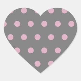 Polka Dot Heart Stickers (dunkelgrau und weich ros
