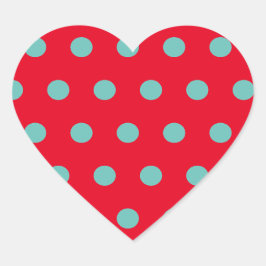 Polka Dot Heart Stickers (Red & Aqua)