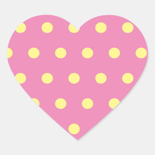 Polka Dot Heart Stickers (rosa & weich gelb) (Vorderseite)