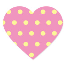 Polka Dot Heart Stickers (rosa & weich gelb)