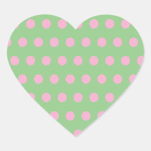 Polka Dot Heart Stickers (Sage Green & Pastel Pink