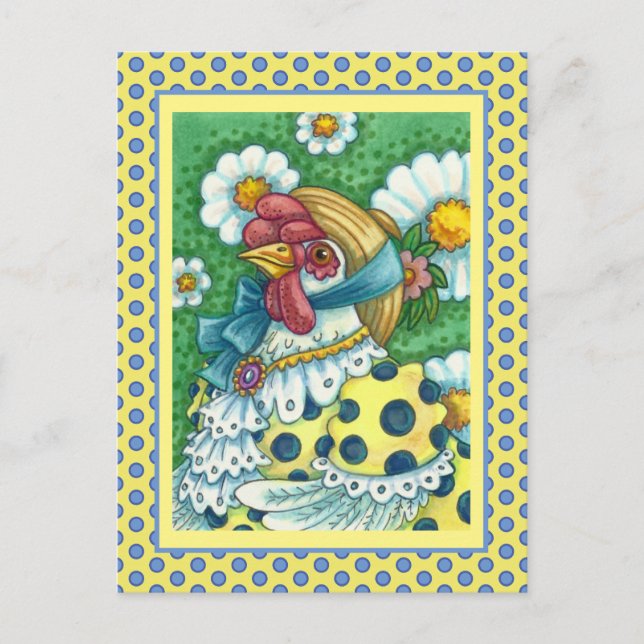 POLKA DOT HEN, NIEDLICHES UND FARBENES CHICKENPORT POSTKARTE (Vorderseite)