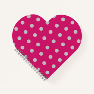 Polka Dot Herz Notizbuch (Hot Pink & Grau)