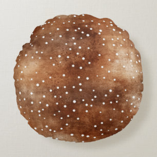 Polka-Dot in Coffee Brown und White (2) Rundes Kissen