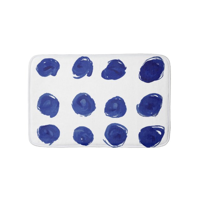 Polka dot, indigoblau Aquarell. Badematte (Vorderseite)