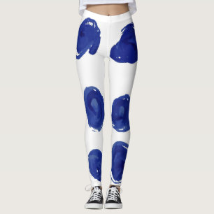 Polka dot, indigoblau Aquarell. Leggings