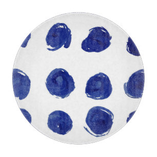 Polka dot, indigoblau Aquarell. Schneidebrett