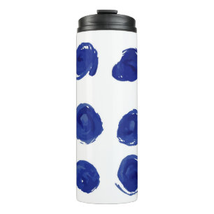 Polka dot, indigoblau Aquarell. Thermosbecher