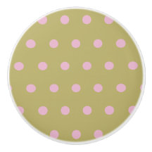 Polka Dot Keramik Knob (Gold und Pastellrosa)