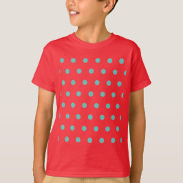 Polka Dot Kid's T - Shirt (Red & Aqua)