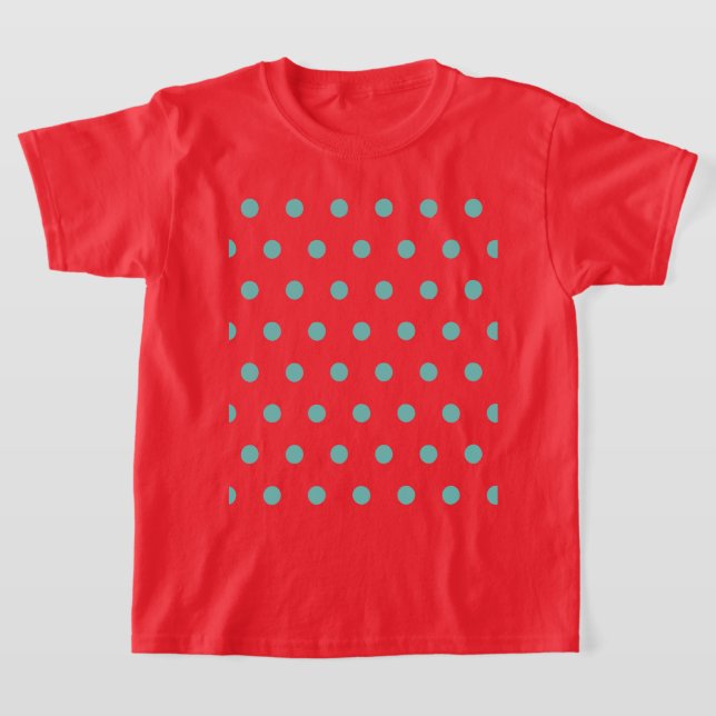 Polka Dot Kid's T - Shirt (Red & Aqua) (Ablage )
