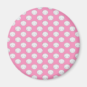 Polka Dot Kitty Pink und White Cat Gesicht Muster Magnet