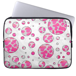 Polka Dot Kuh Rosa und Weiß Laptopschutzhülle