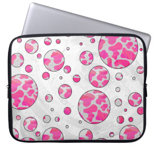 Polka Dot Kuh Rosa und Weiß Laptopschutzhülle