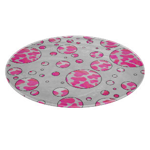 Polka Dot Kuh Rosa und Weiß Schneidebrett