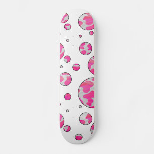 Polka Dot Kuh Rosa und Weiß Skateboard