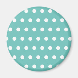 Polka Dot Kühlschrankmagnet (Aqua & White)