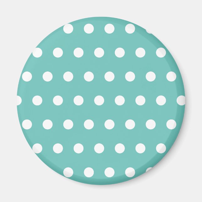 Polka Dot Kühlschrankmagnet (Aqua & White) (Vorne)