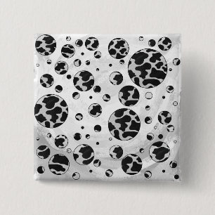 Polka Dot Kuw Schwarz-Weiß-Print Button