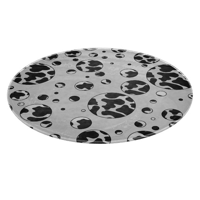 Polka Dot Kuw Schwarz-Weiß-Print Schneidebrett (Ecke)