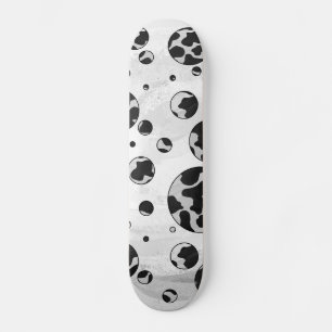 Polka Dot Kuw Schwarz-Weiß-Print Skateboard