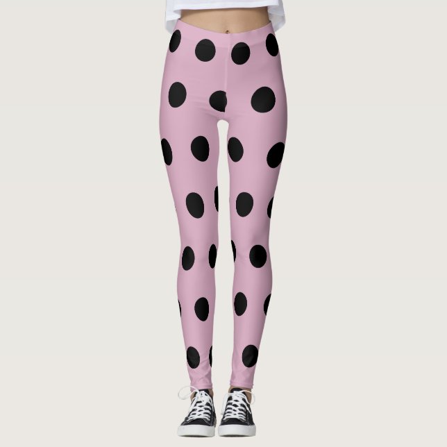 Polka Dot Leggings (rosa und schwarz) (Vorderseite)