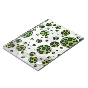 Polka Dot Leopard Black und Green Notizblock