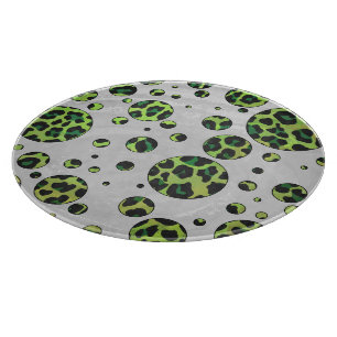 Polka Dot Leopard Black und Green Schneidebrett