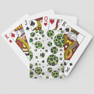 Polka Dot Leopard Black und Green Spielkarten