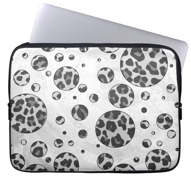 Polka Dot Leopard Schwarzweiß-Design Laptopschutzhülle (Vorderseite)