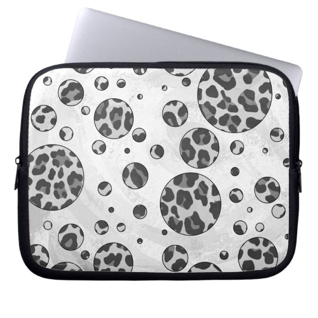 Polka Dot Leopard Schwarzweiß-Design Laptopschutzhülle (Vorderseite)