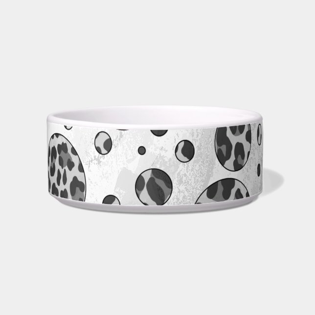 Polka Dot Leopard Schwarzweiß-Design Napf (Rechts)