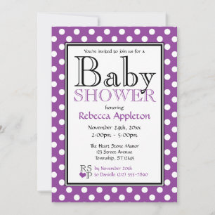 Polka Dot Lila Baby Shower Einladungen