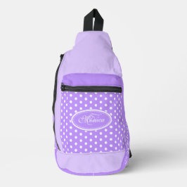 Polka dot lila und weiß personalisiert crossbody bag