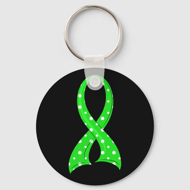 Polka Dot Lime Green Ribbon Non-Hodgkin's Lymphoma Schlüsselanhänger (Vorderseite)