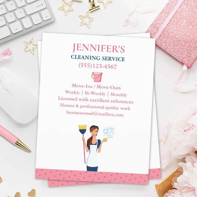 Polka Dot Maid House Reinigungsservice Flyer (Von Creator hochgeladen)