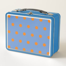 Polka Dot Metal Lunchbox (Denim Blue & Orange)