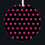 Polka Dot Metal Ornament (Black & Neon Pink)<br><div class="desc">Vintage Polka dots...  für diejenigen,  die Liebe,  ein Retro-Lifestyle zu leben...  Schwarzer Hintergrund mit neonrosa Polka Punkte.. Eine tolle Geschenkidee...  für Geburtstage,  Feiern,  Feiertage und vieles mehr...  und eine Dekoration,  die unverzichtbar ist...  oder in eine Grußkarte stecken... </div>