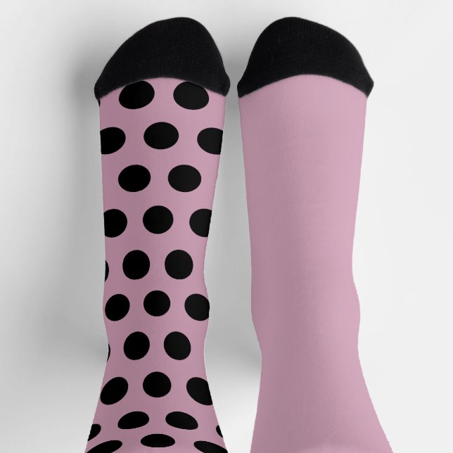 Polka Dot Mismatch Socks (rosa & schwarz) Socken (Oben)
