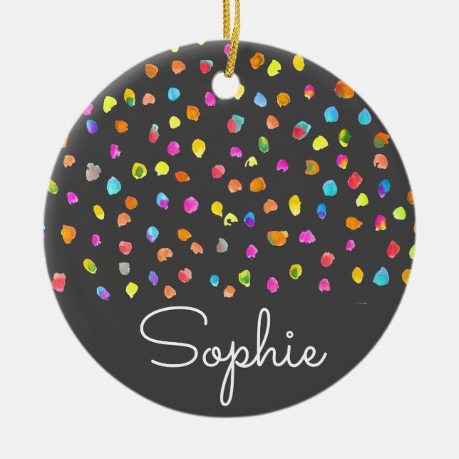 Polka dot moderne einfache Aquarellbezeichnung Wei Keramik Ornament (Vorne)