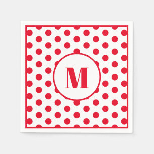 Polka Dot Monogramm erste rote Punkte auf weiß Serviette