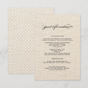 Polka Dot Motif Burlap Mariage Détails Cartes