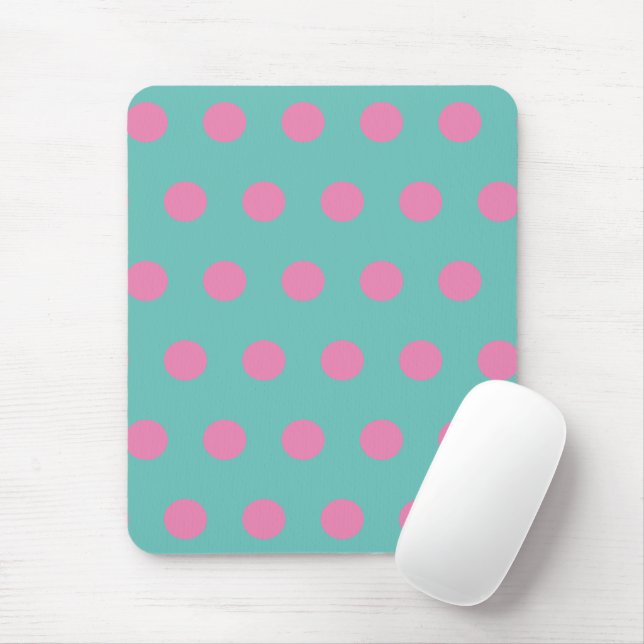 Polka Dot Mouse Pad (Aqua & Pink) Mousepad (Mit Mouse)