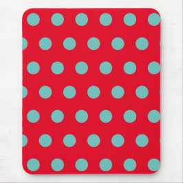 Polka Dot Mouse Pad (Red & Aqua) Mousepad