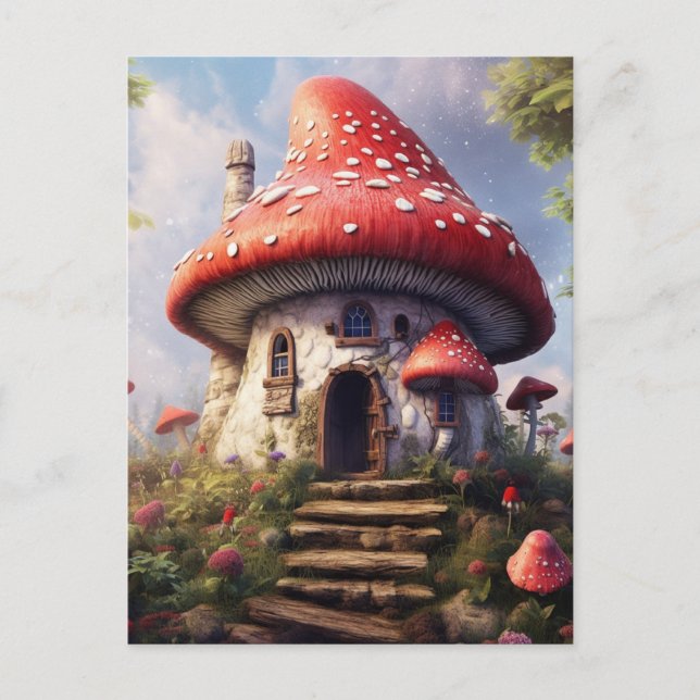 Polka Dot Mushroom House Postcard Postkarte (Vorderseite)