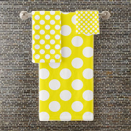 Polka Dot Muster Gelb: Groß weiß Badhandtuch Set